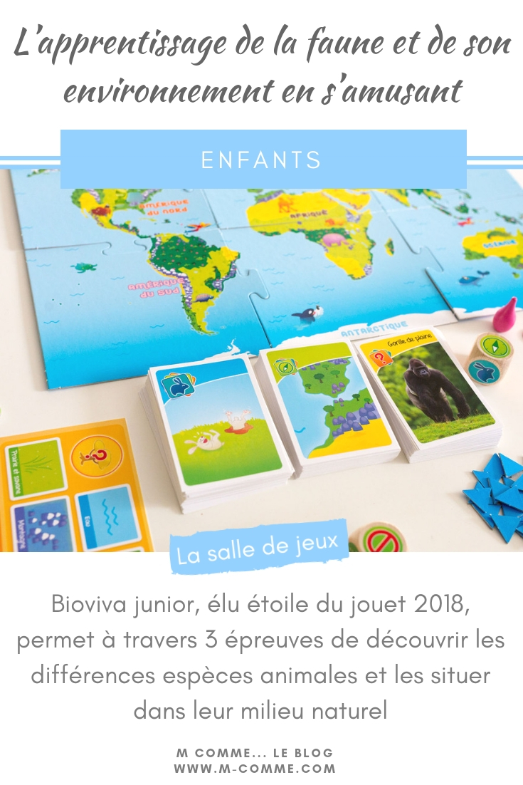 Bioviva junior, élu étoile du jouet 2018, fabriqué en France et éco-conçu, pour les 5 ans et plus, permet à travers 3 épreuves de découvrir les différences espèces animales et les situer dans leur milieu naturel avec, en prime, de la rigolade ! #bioviva #jeu #apprentissage #nature #animaux Bioviva junior
