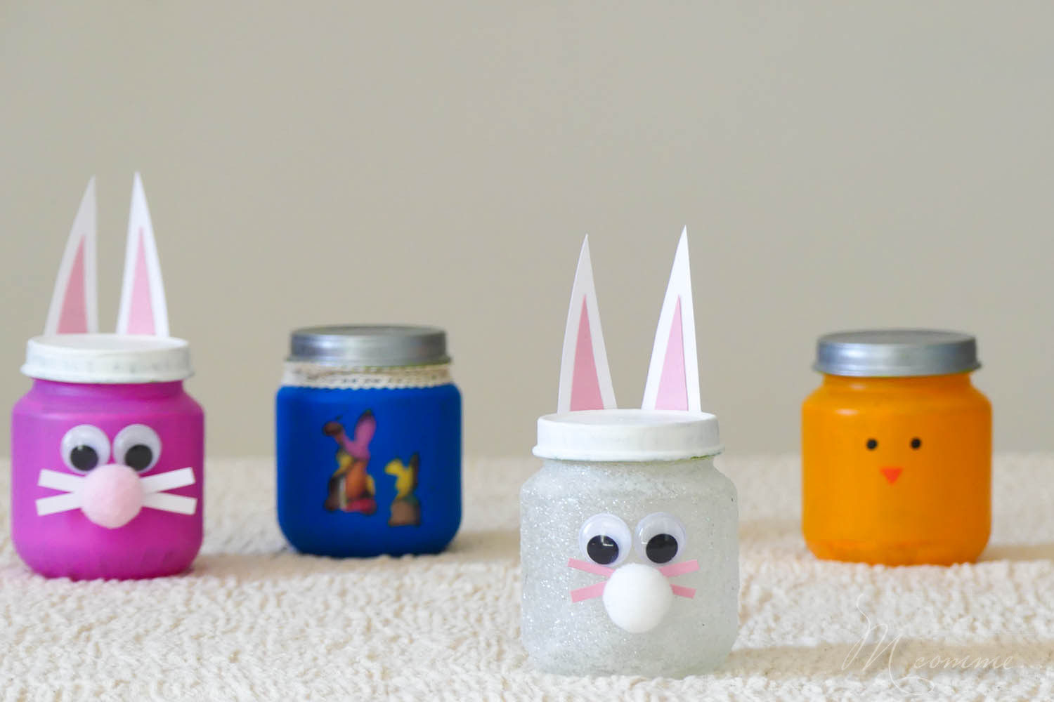 DIY bocaux de Pâques - Lapin de Pâques à paillettes