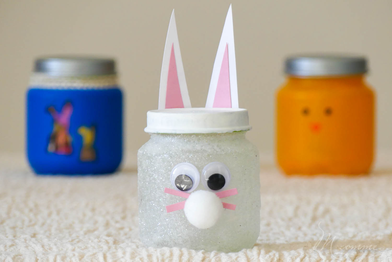 DIY bocaux de Pâques - Lapin de Pâques à paillettes