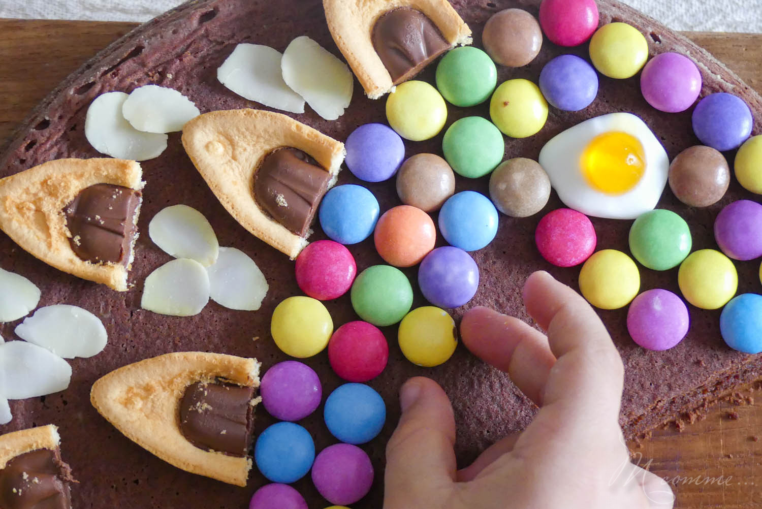 gâteau poisson arc en ciel avec Smarties